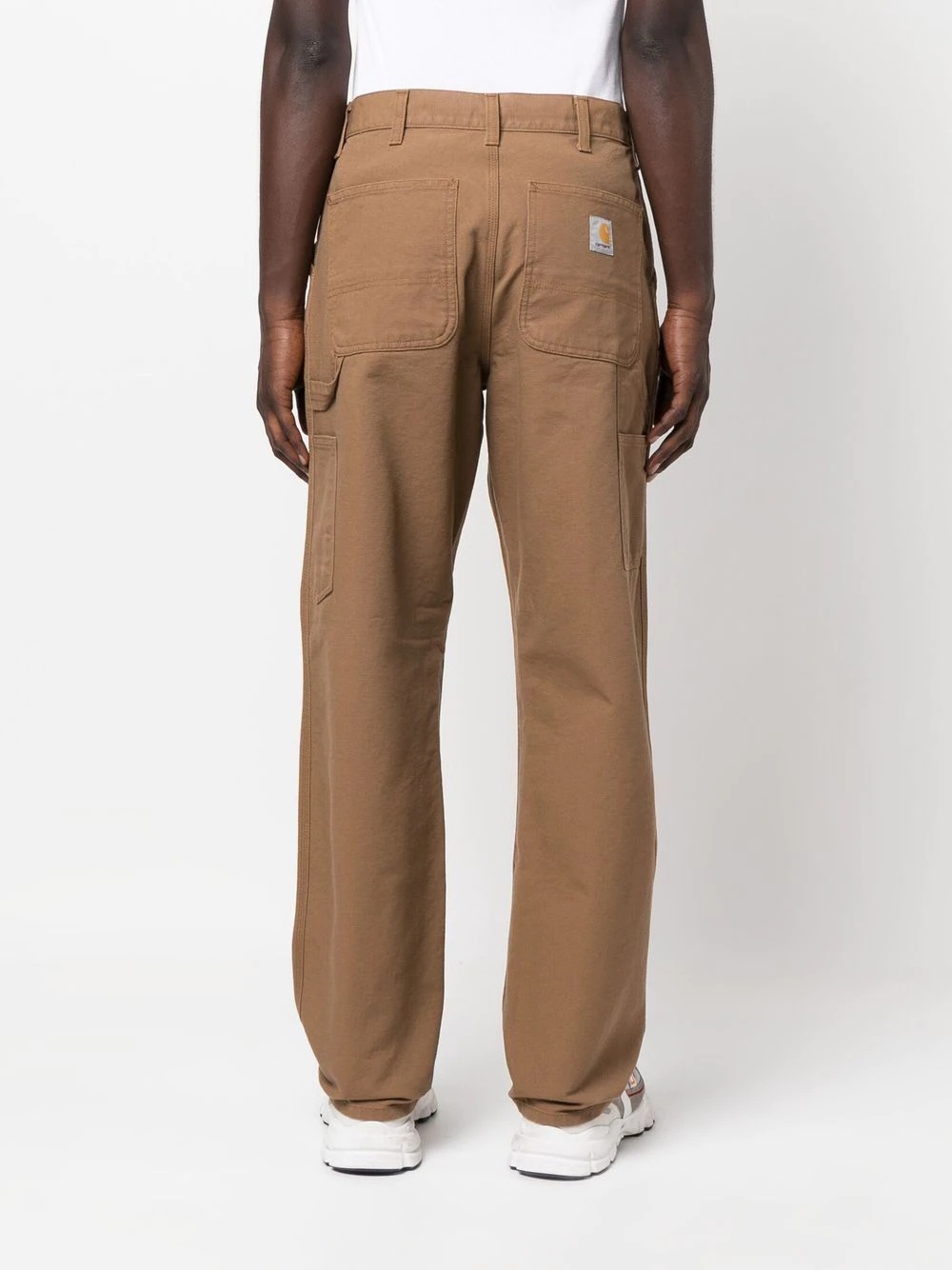 logo-patch straight leg trousers - 4