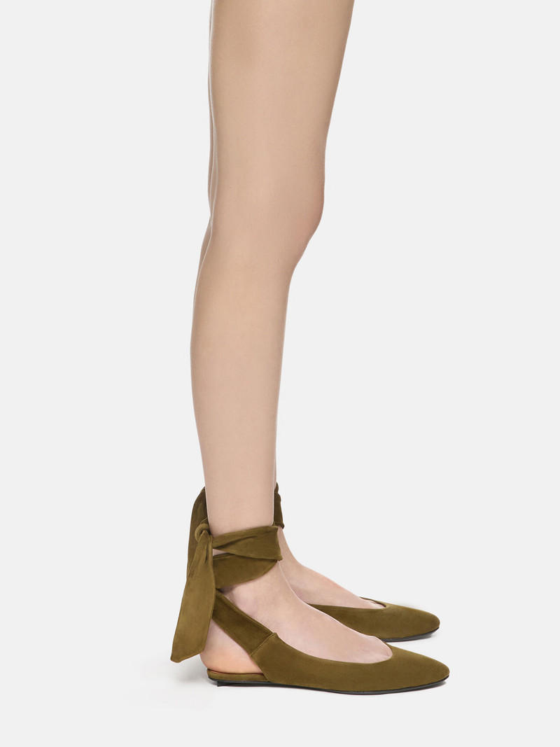 THE ATTICO ''CLOE'' BALLERINA FLAT MILITARY GREEN outlook