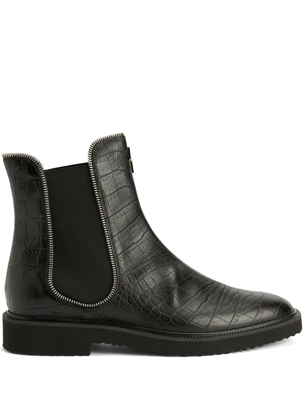 crocodile-effect leather ankle boots - 1