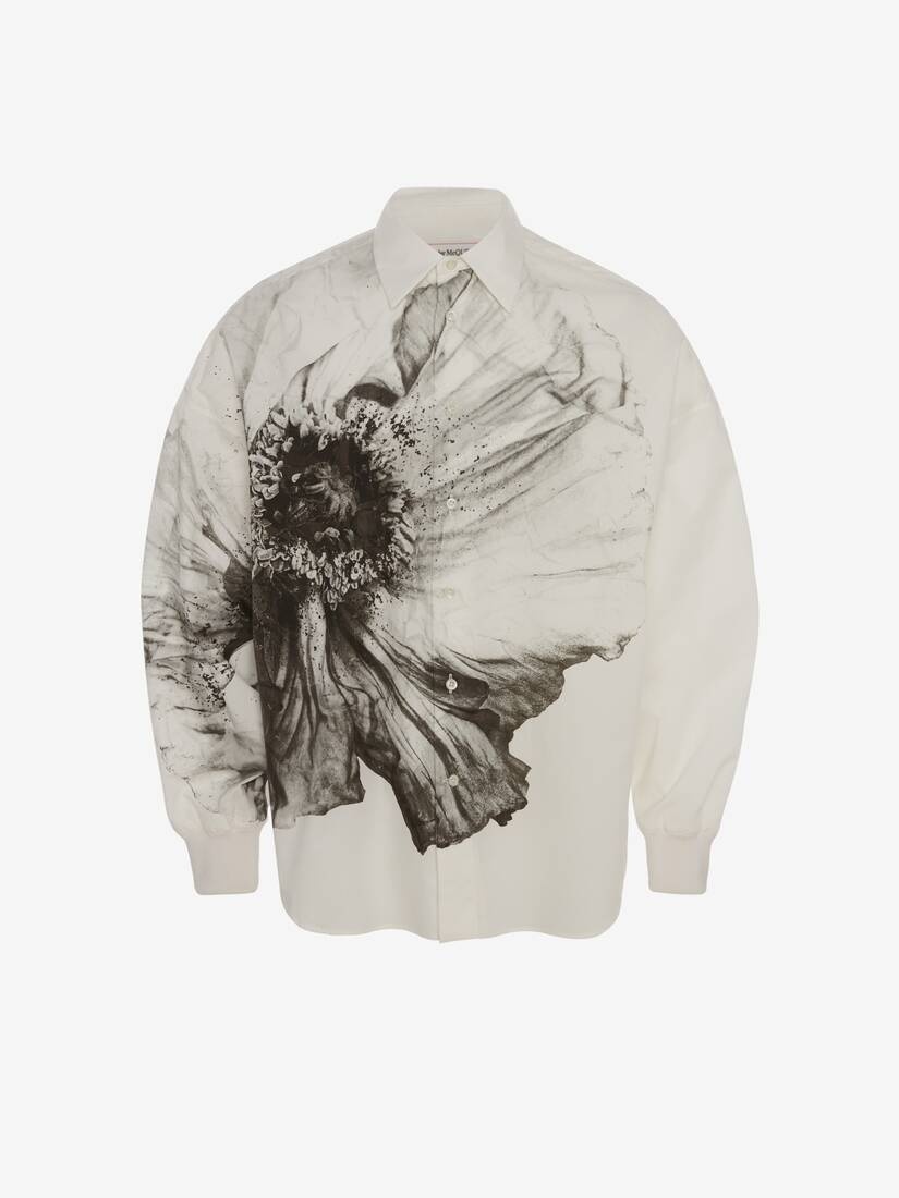 Flower Print Harness Shirt in White - 1