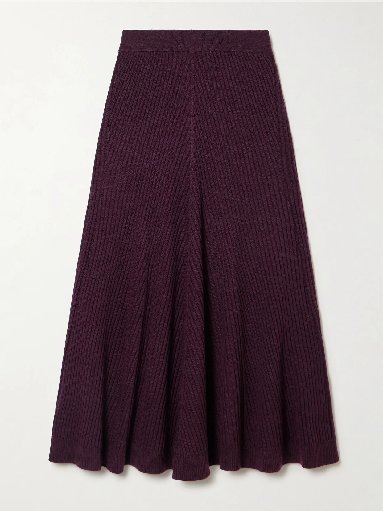 Ribbed Merino Wool Midi Skirt - 1