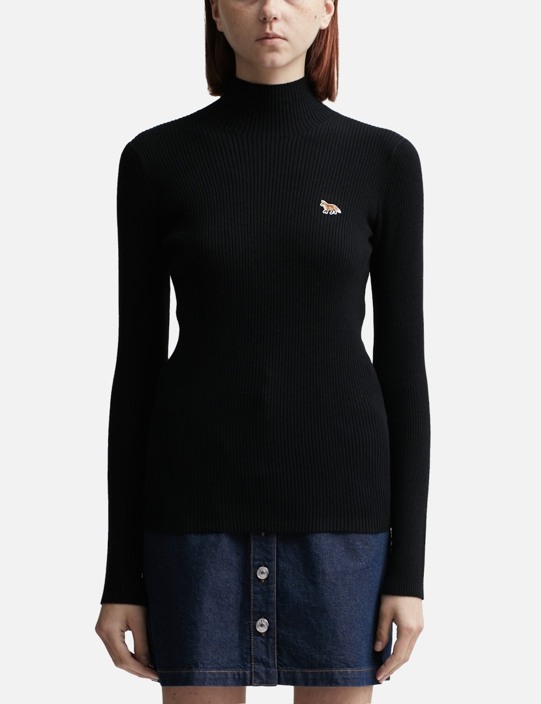 BABY FOX PATCH FINE RIBBED TURTLENECK - 1