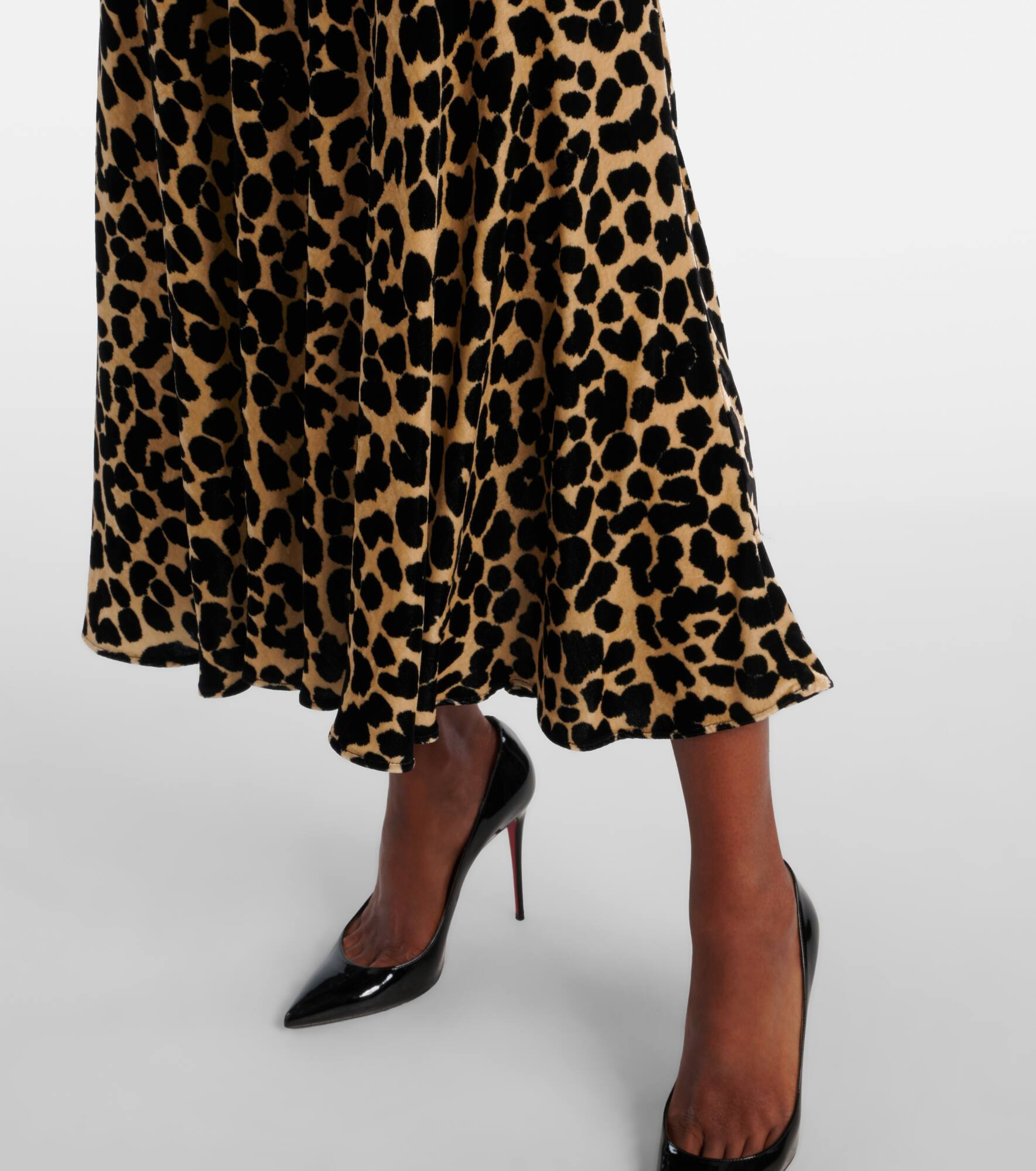 Leopard-print velvet midi dress - 5