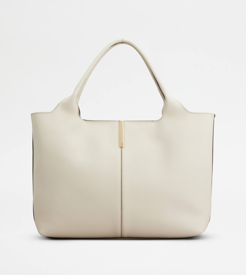SHOPPING BAG IN LEATHER MEDIUM-SMALL - WHITE 1