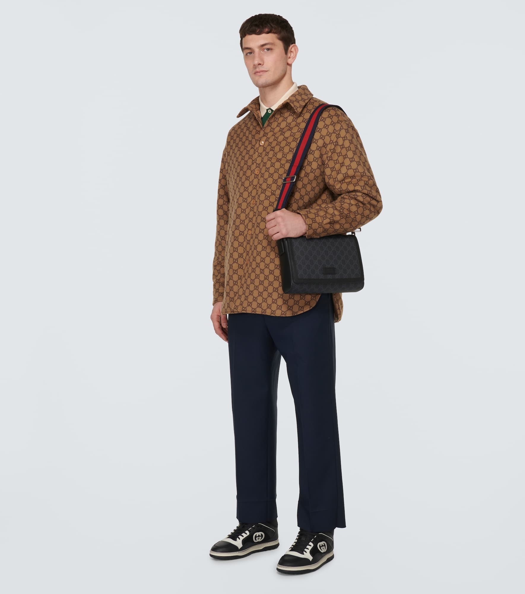 GG leather-trimmed crossbody bag - 7