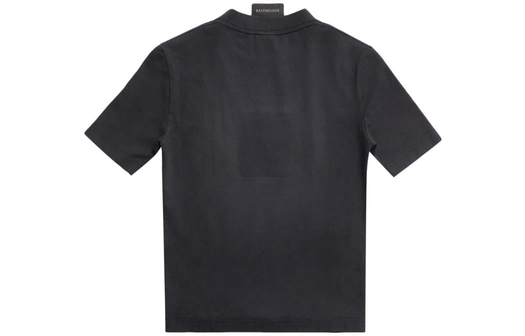 (WMNS) Balenciaga Paris By Day Tight Small Fit T-Shirt 'Black Faded' 745019TOVC71055 - 2