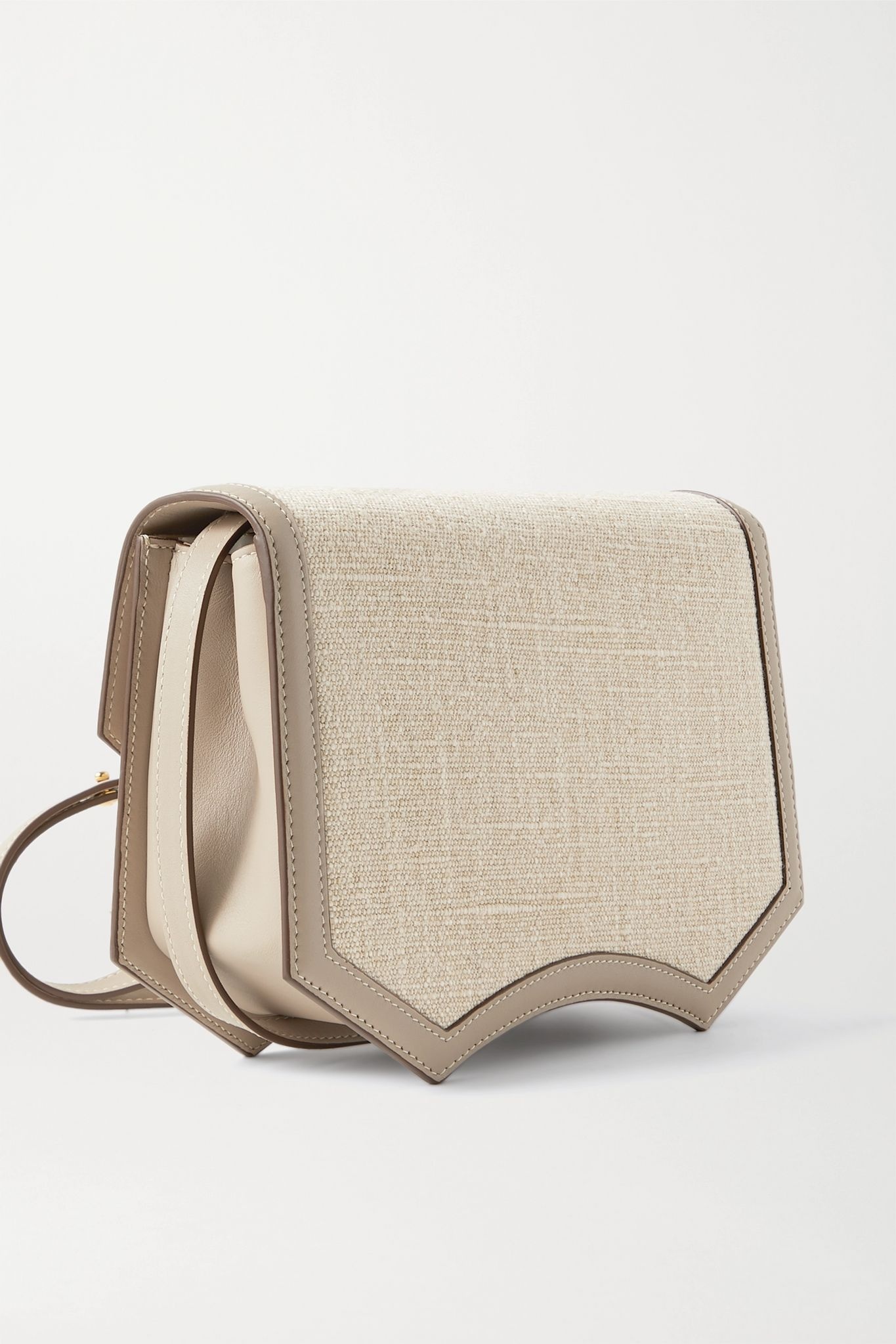 Madeline linen and leather shoulder bag - 3