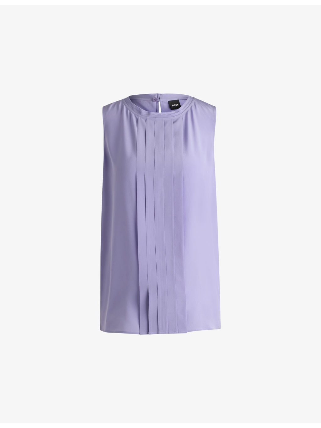 Pleated-front round-neck silk blouse - 1