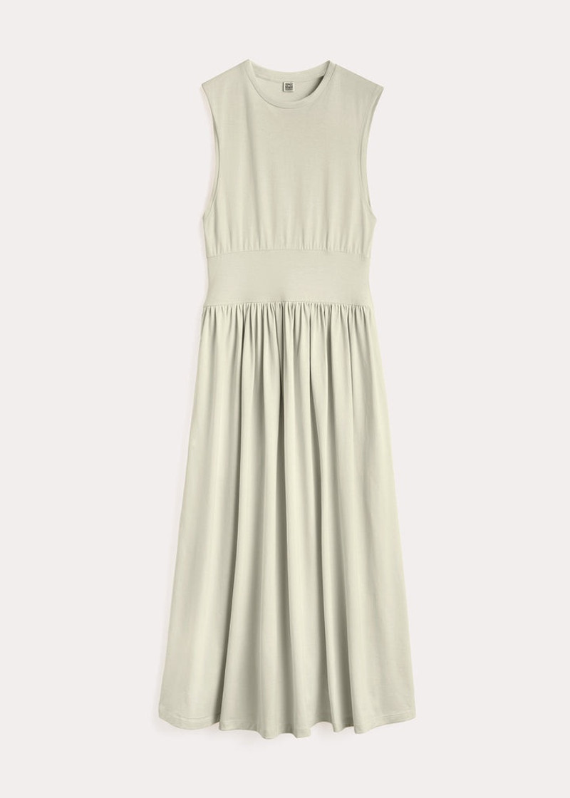 Sleeveless cotton tee dress pale sage 1