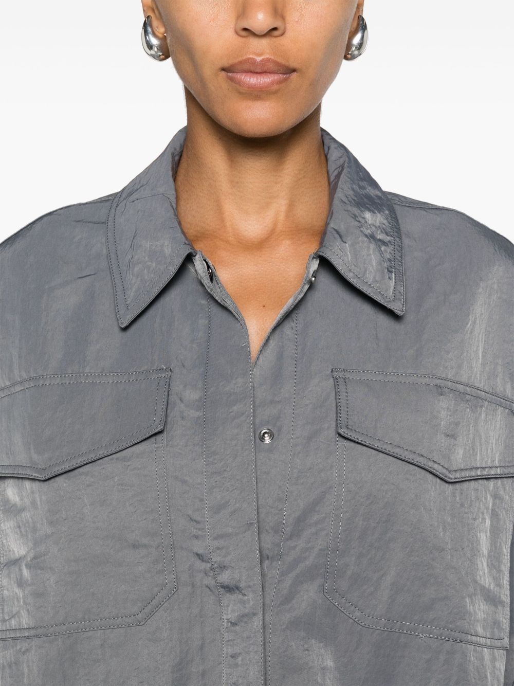 Gira press-stud crinkled shirt - 5