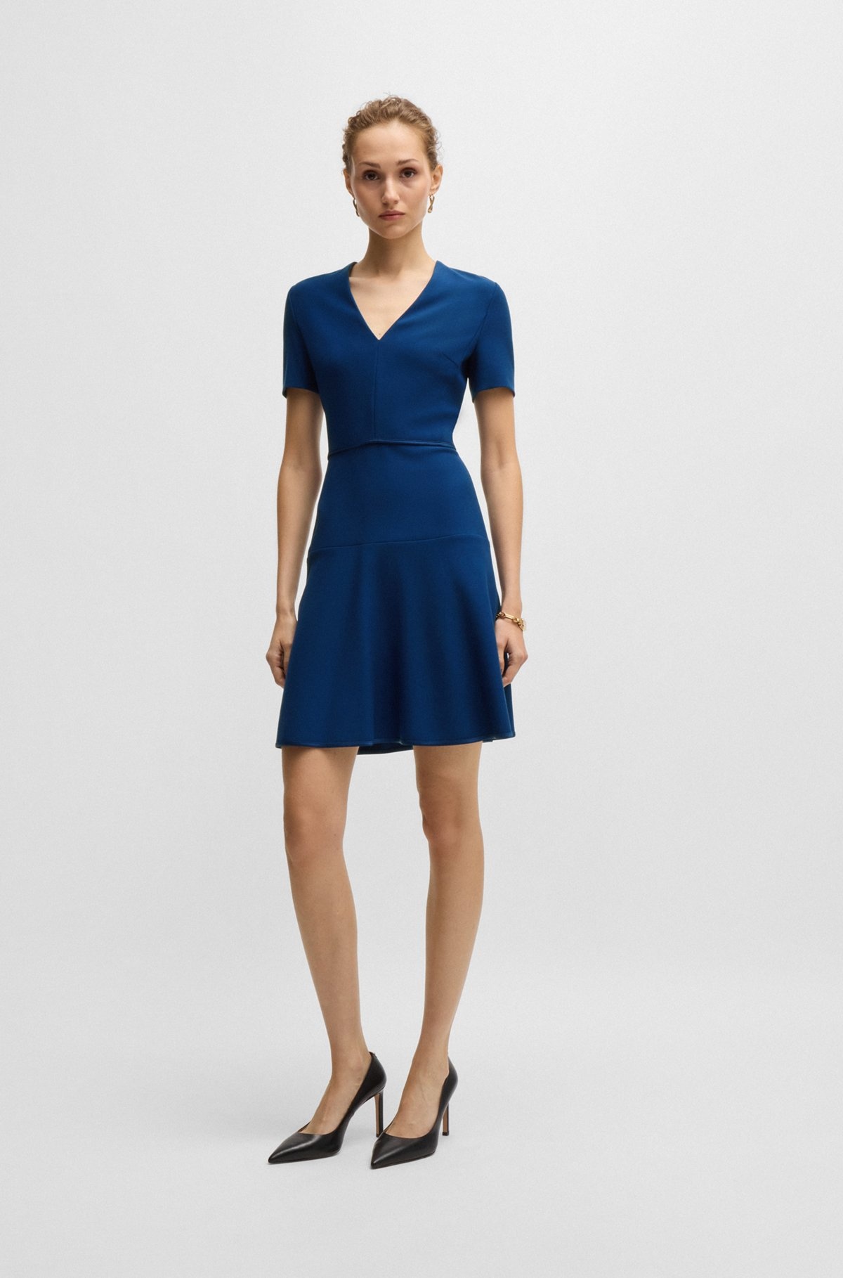 V-NECK DRESS IN STRETCH MATERIAL - 3