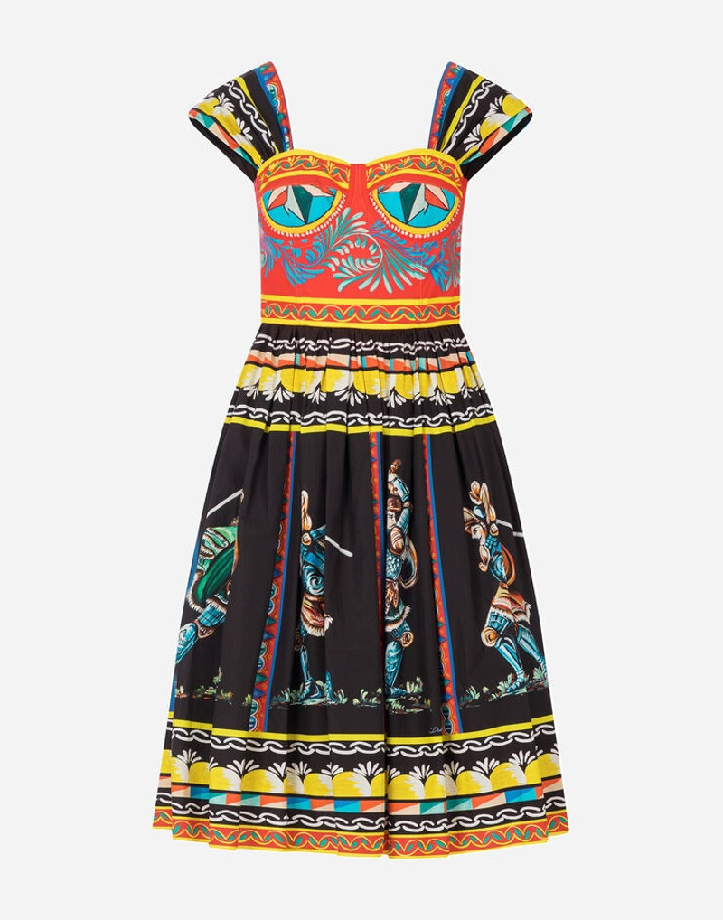 Bustier midi dress in Carretto-print poplin 3
