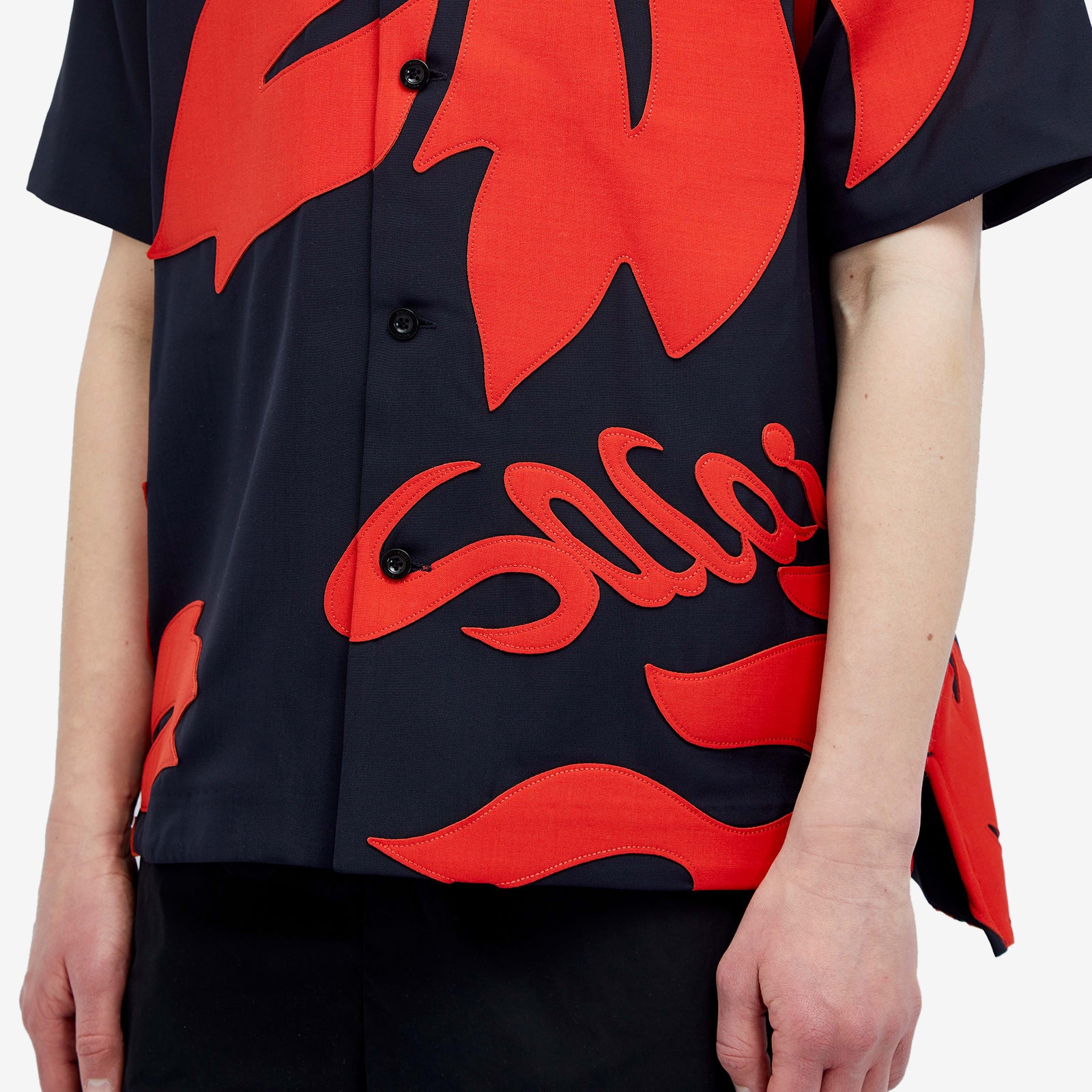 Sacai Floral Embroidered Patch Vacation Shirt - 5