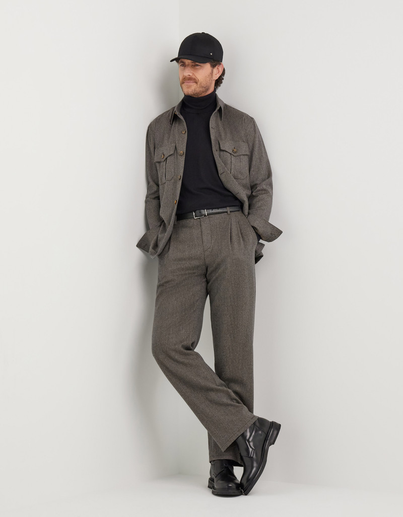 Canali TAUPE FLANNEL IMPECCABILE WOOL CHINOS WITH TWO DARTS outlook