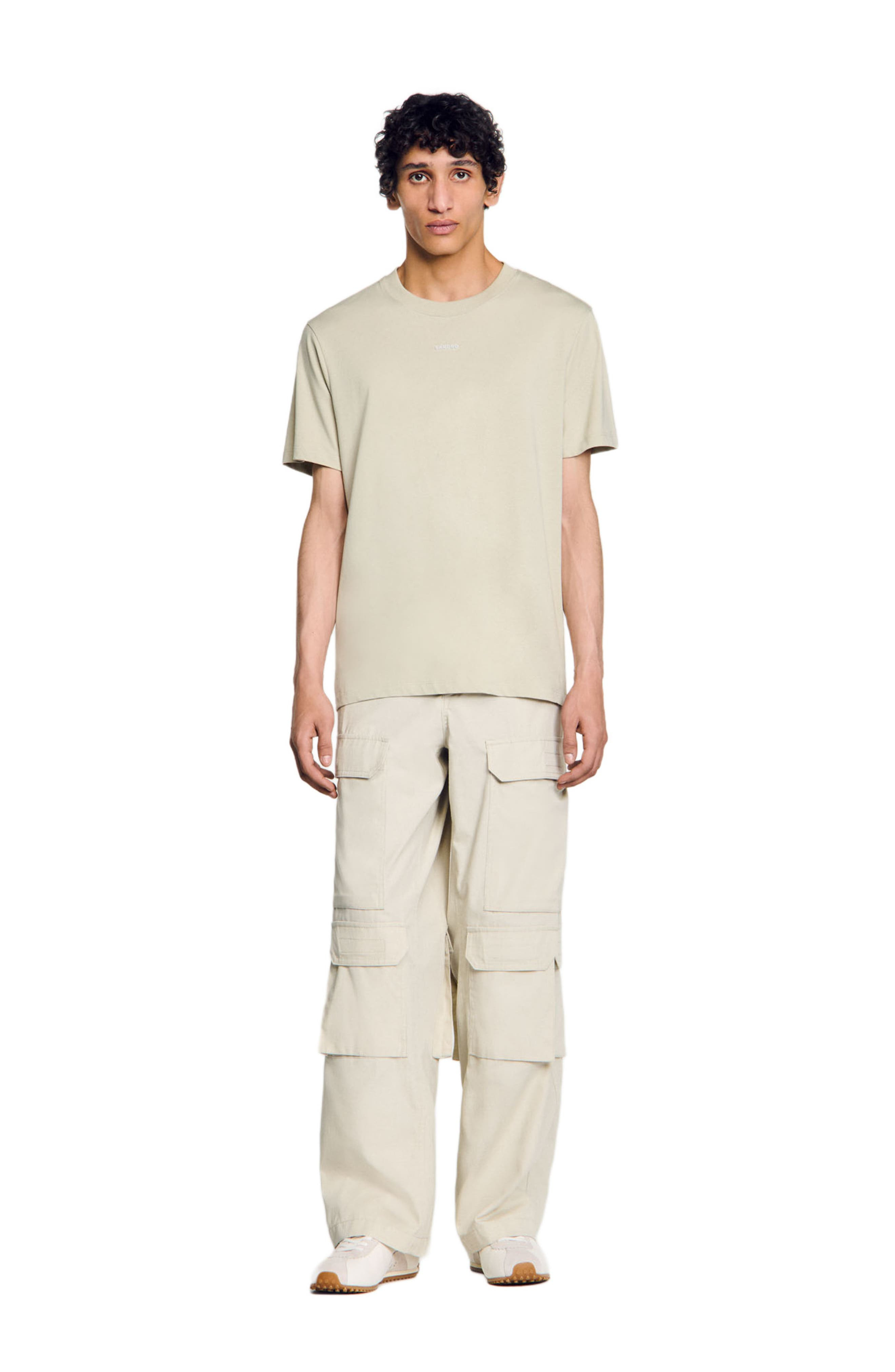 SANDRO Cotton T-shirt with logo in Light Kaki. at Nordstrom - 1