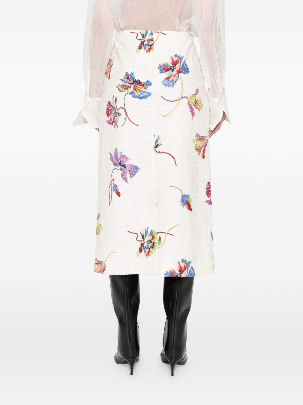floral-print straight skirt - 4