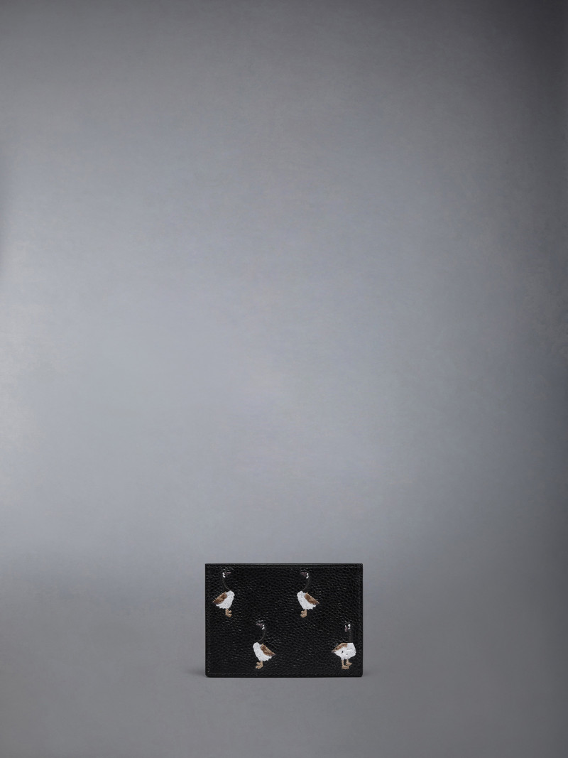 Thom Browne PEBBLE GRAIN GOOSE EMBROIDERY SINGLE CARD HOLDER outlook