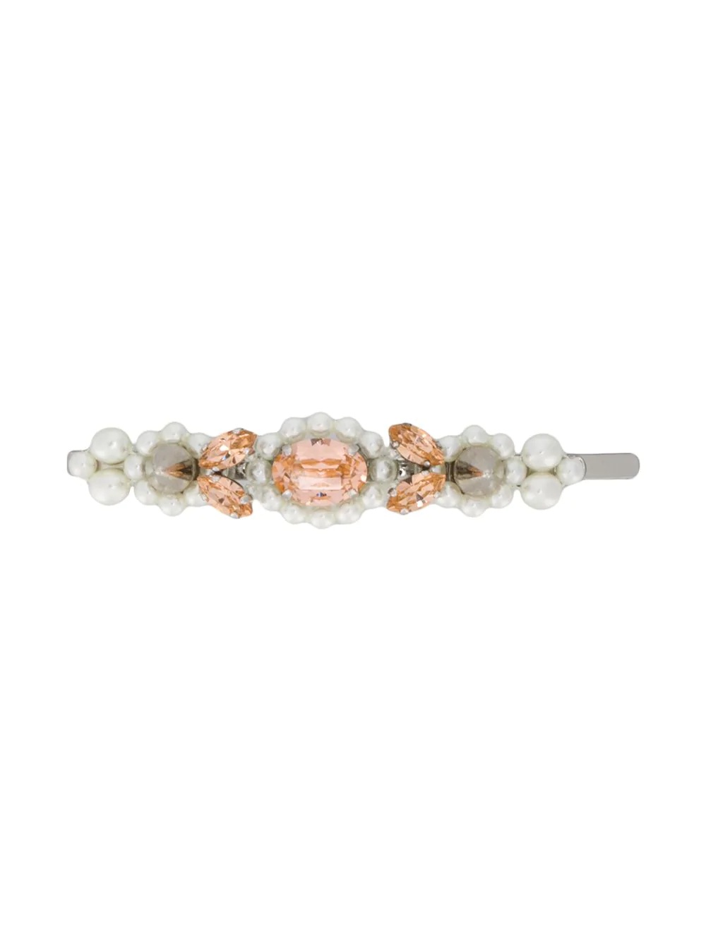 faux pearl flower crystal hair slide - 1