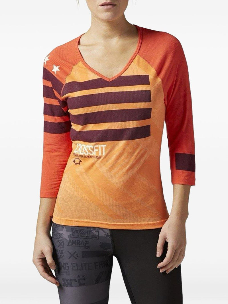 striped V-neck T-shirt 1