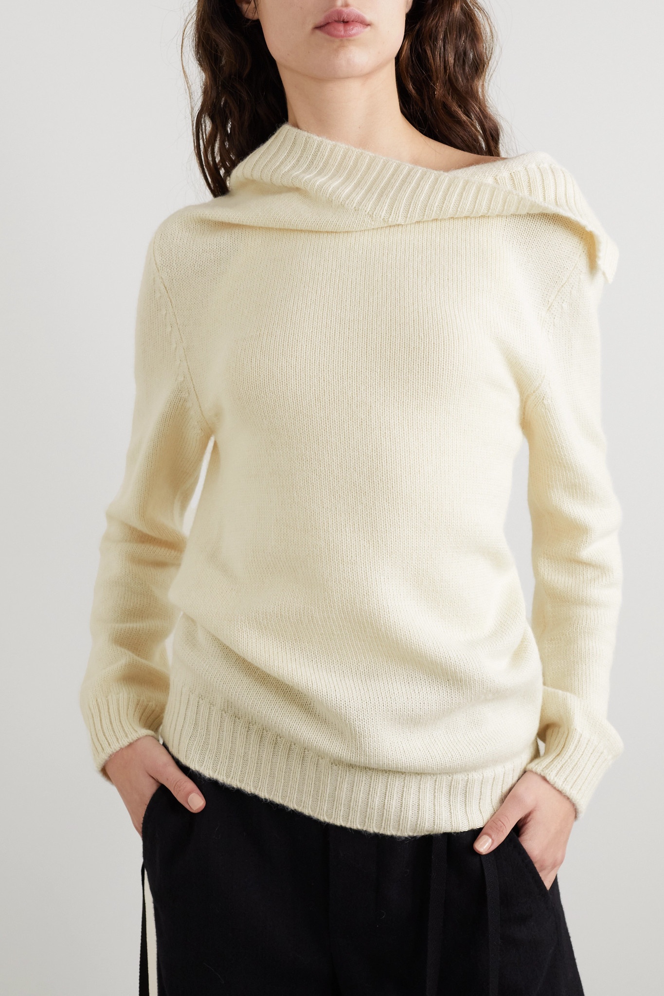 Draped alpaca, wool and cashmere-blend sweater - 3