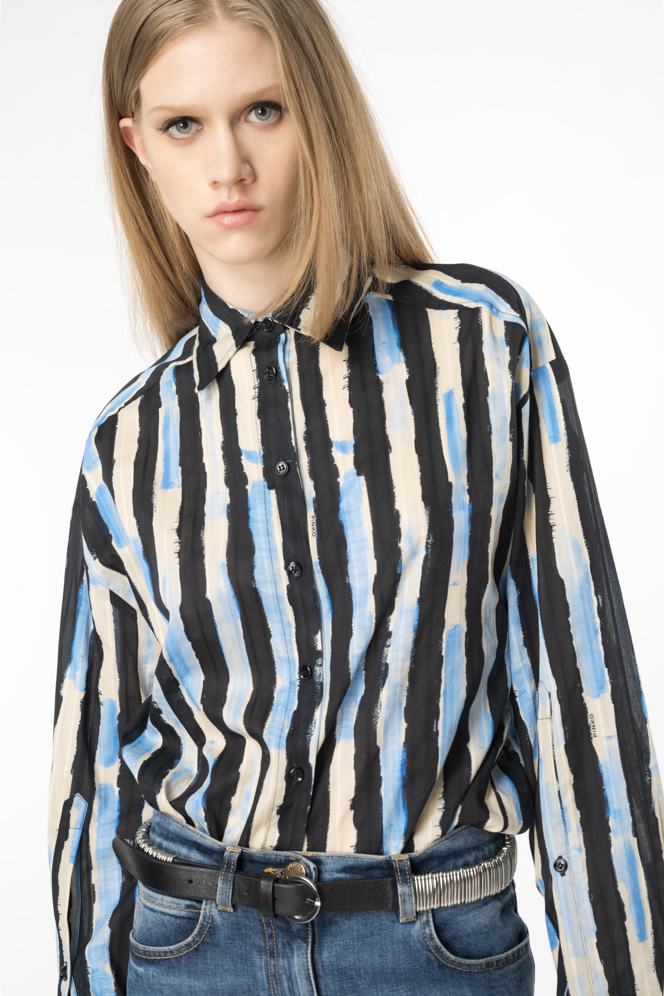 SHIRT WITH PAINT-STRIPE PRINT - 2