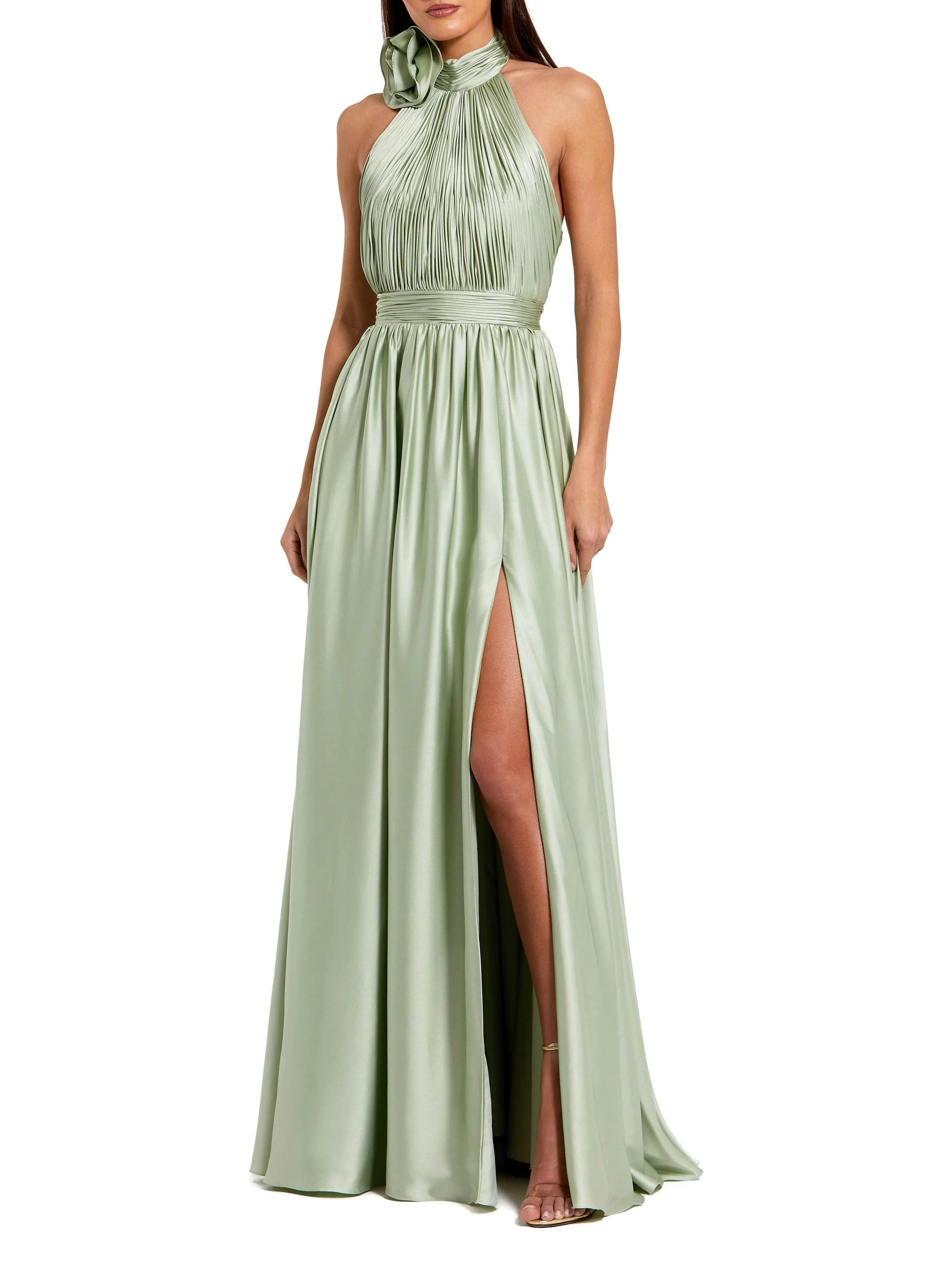 Women's Chiffon Halter Gown - Sage - 1