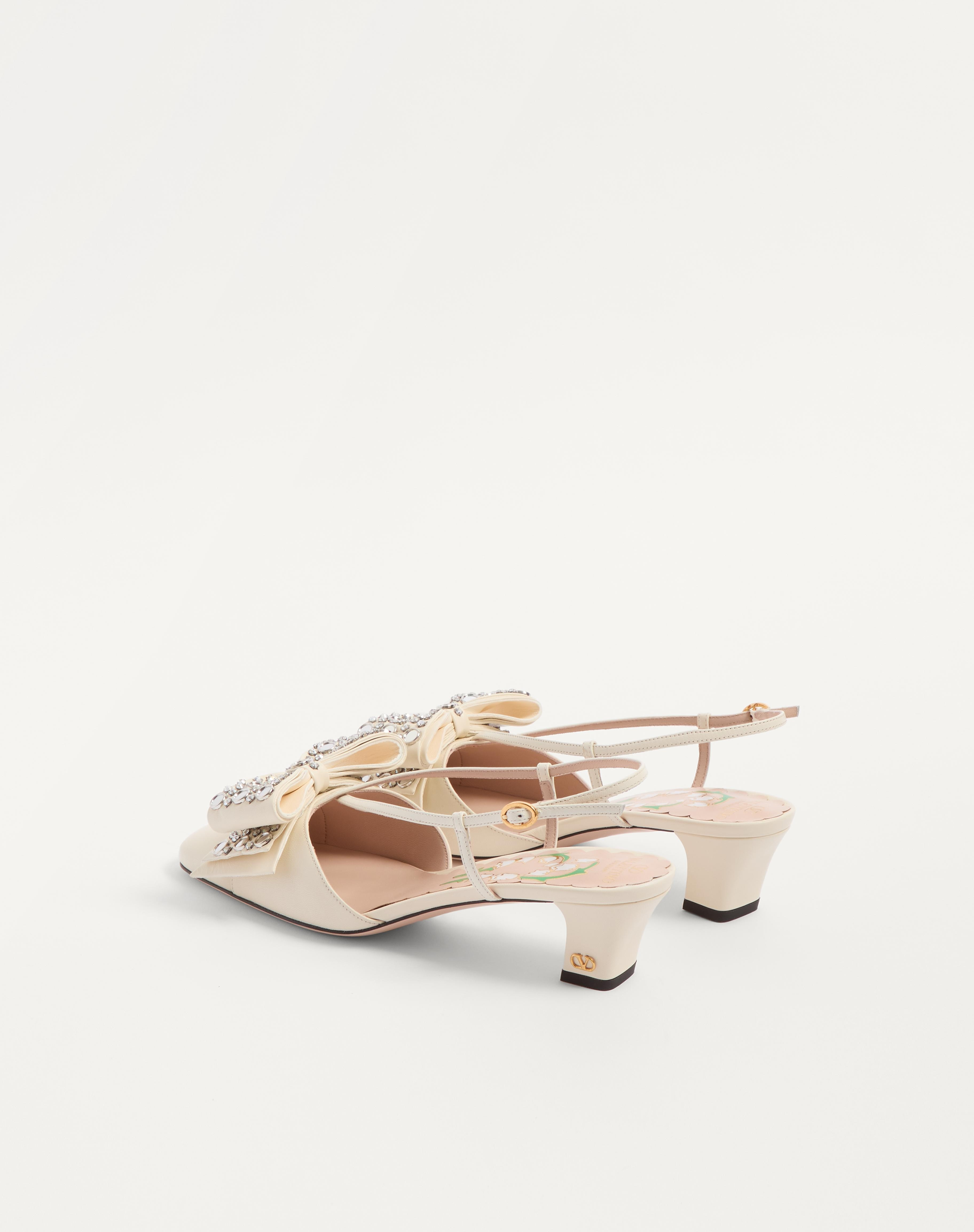BOWOW SLINGBACK PUMPS IN KIDSKIN WITH MIRRORS AND CRYSTALS 45MM - 5