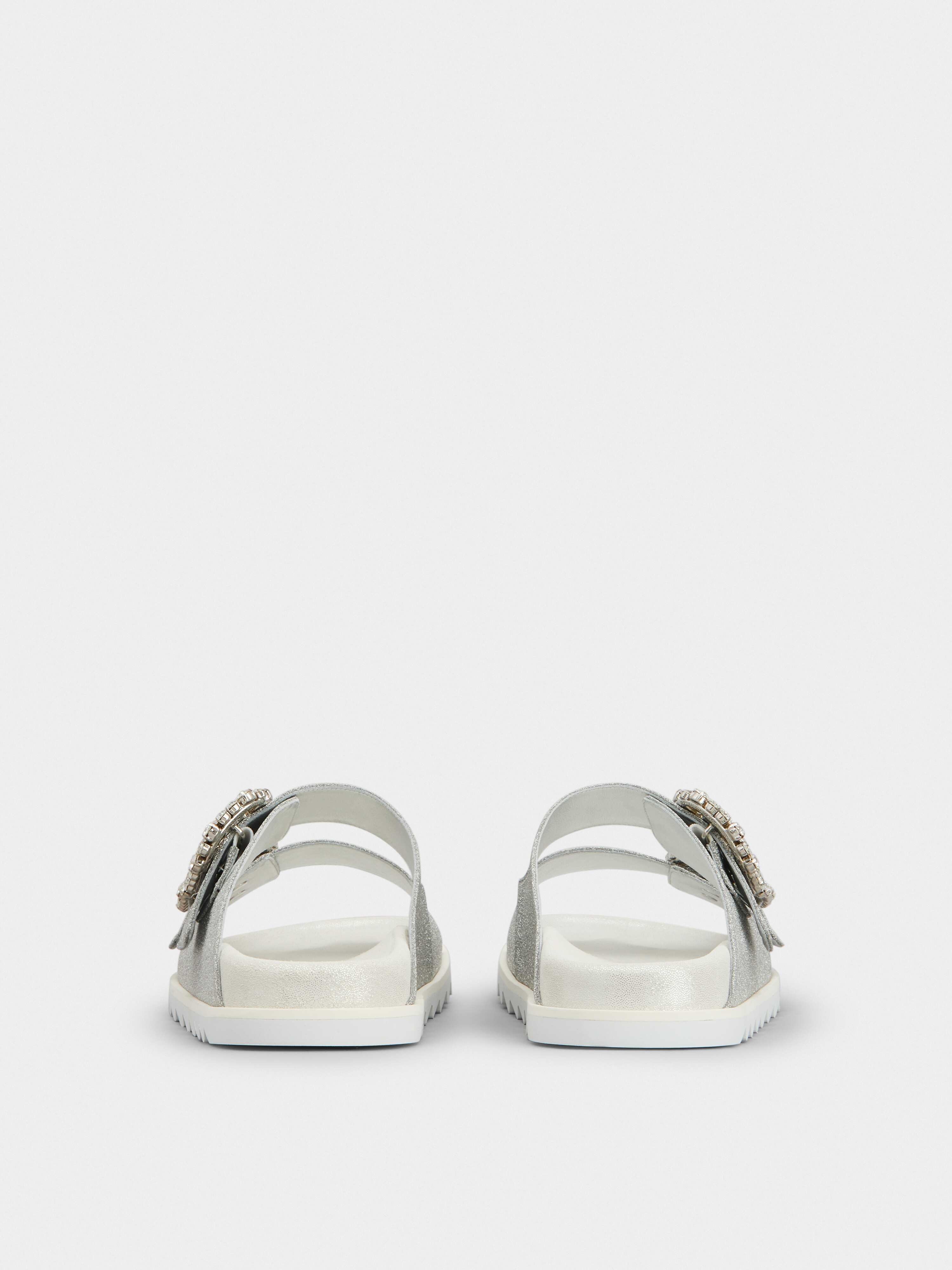 Slidy Viv' Strass Buckle Sandals in Fabric - 5
