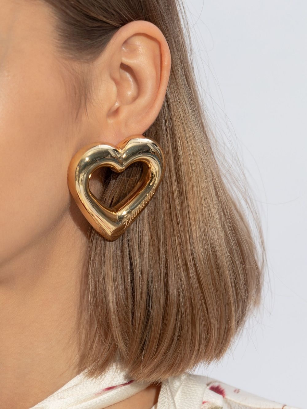 logo-engraved heart earrings - 4