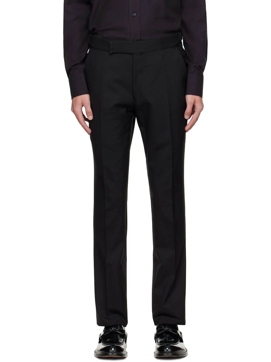 Black Super Plain Weave Dyllan Trousers - 1