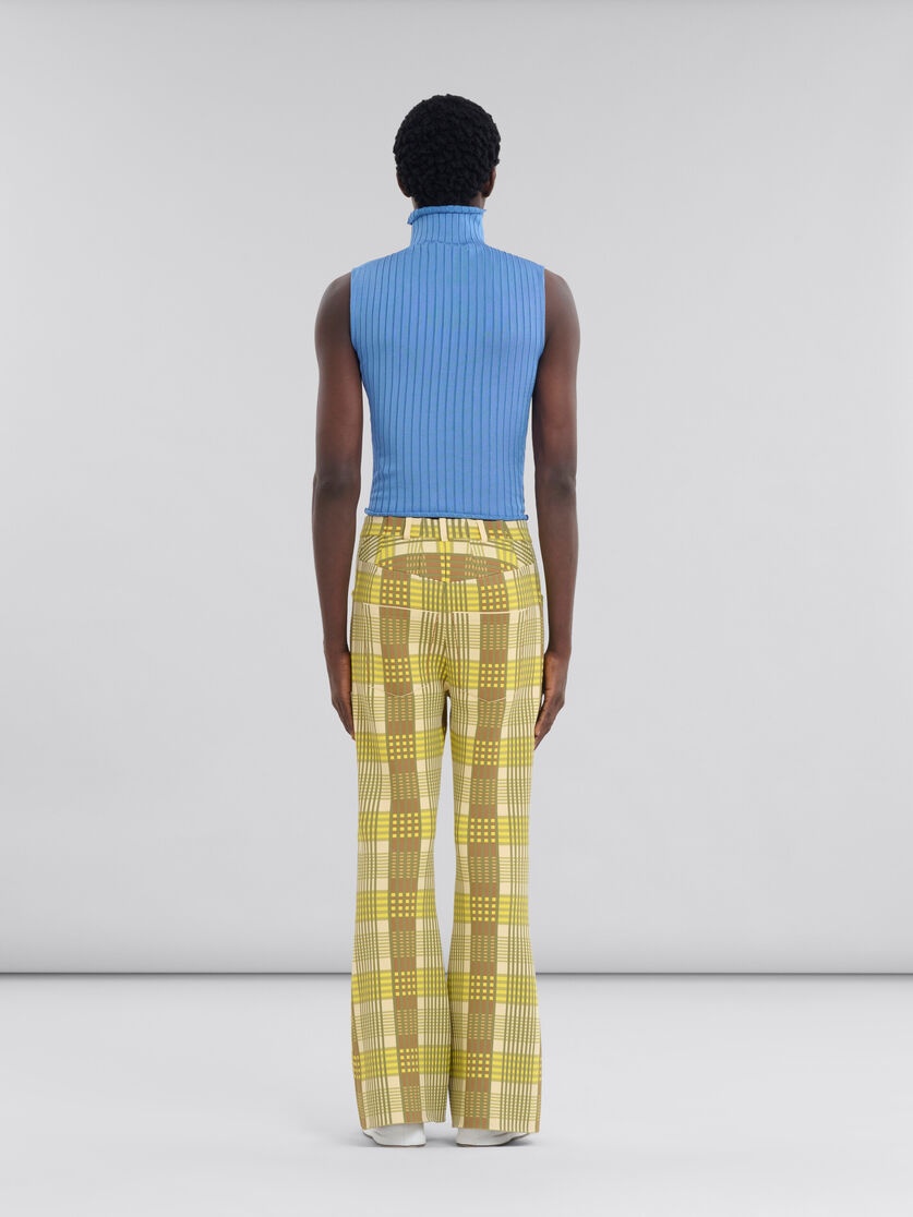YELLOW AND GREEN CHECKED TECHNO KNIT TROUSERS - 3