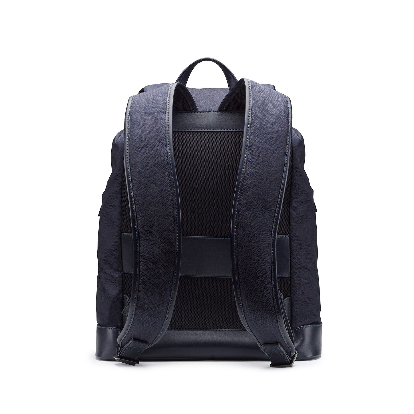 Blue leather and nylon backpack - 5