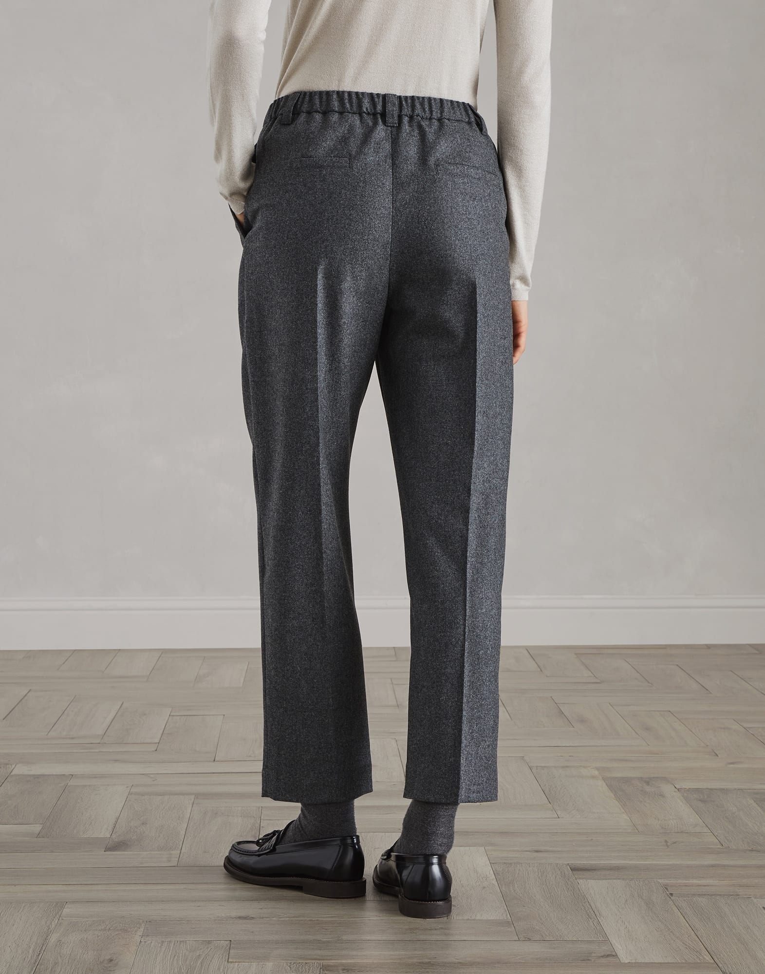 Virgin wool and cashmere flannel baggy trousers - 2