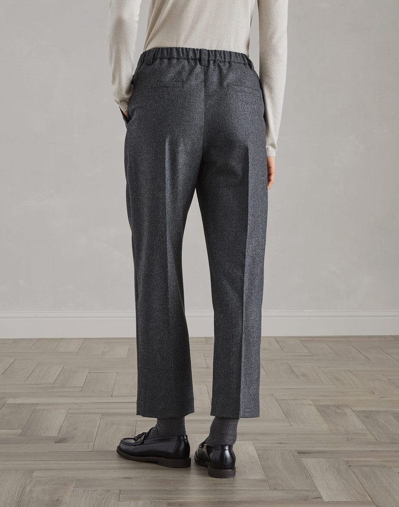 Brunello Cucinelli Virgin wool and cashmere flannel baggy trousers outlook