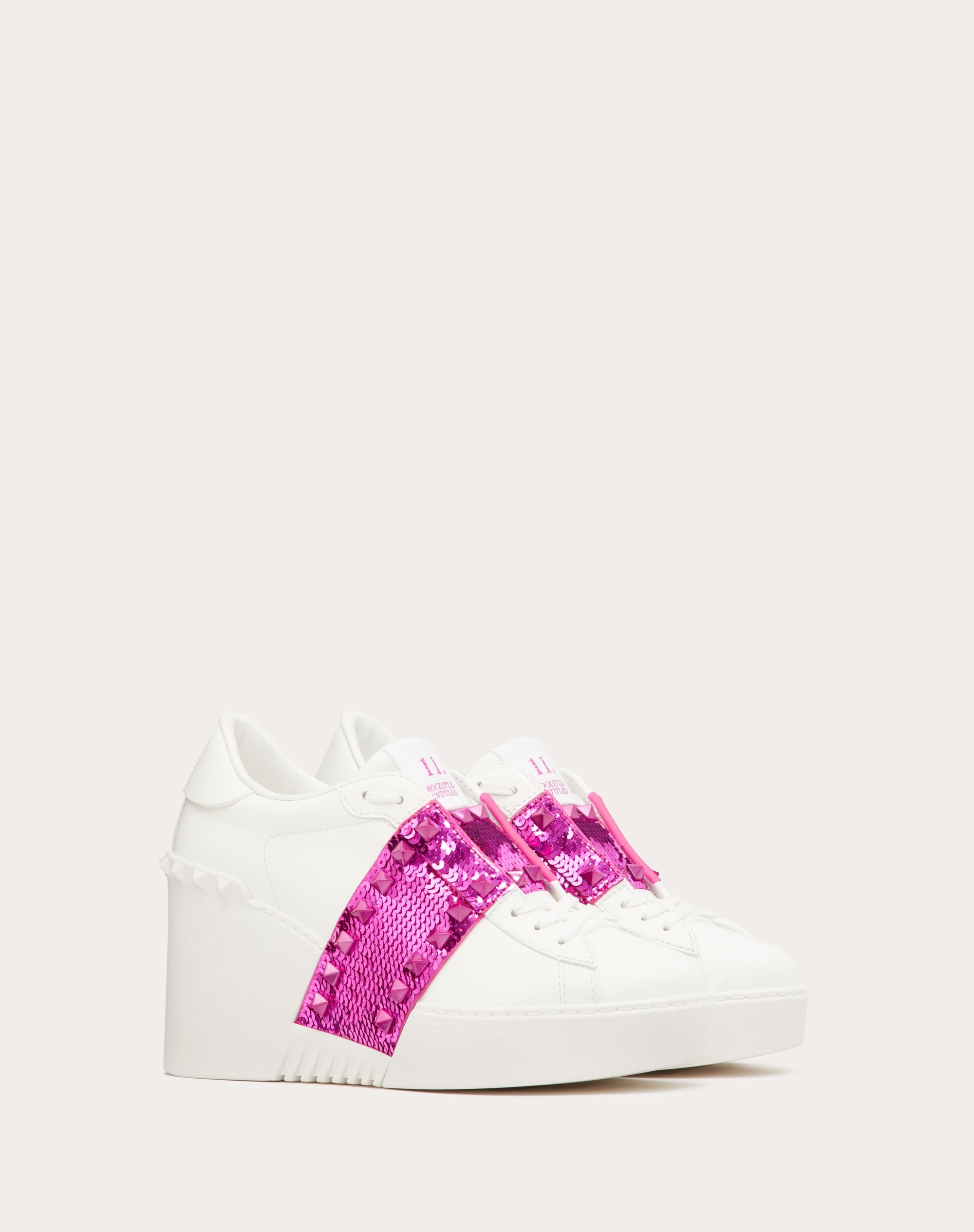 OPEN DISC WEDGE SNEAKER IN CALFSKIN WITH SEQUIN EMBROIDERY 85MM - 2