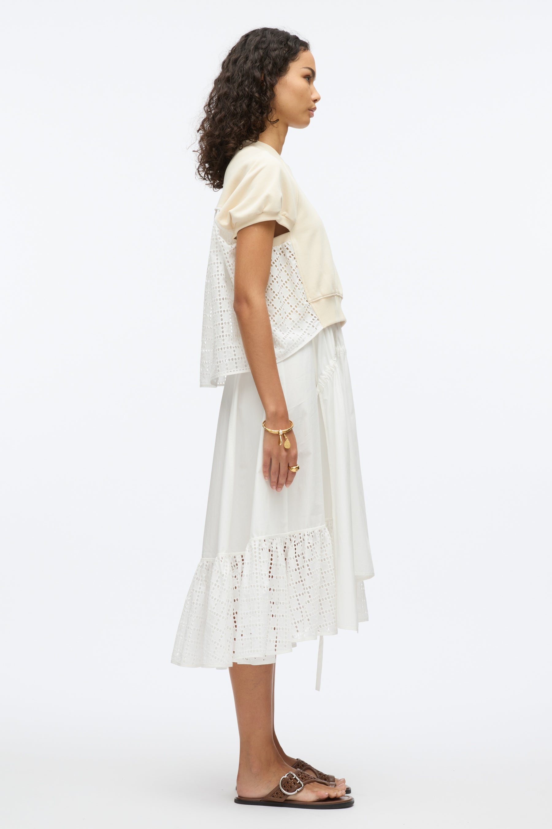 French Terry Dress with Broderie Anglaise - 3