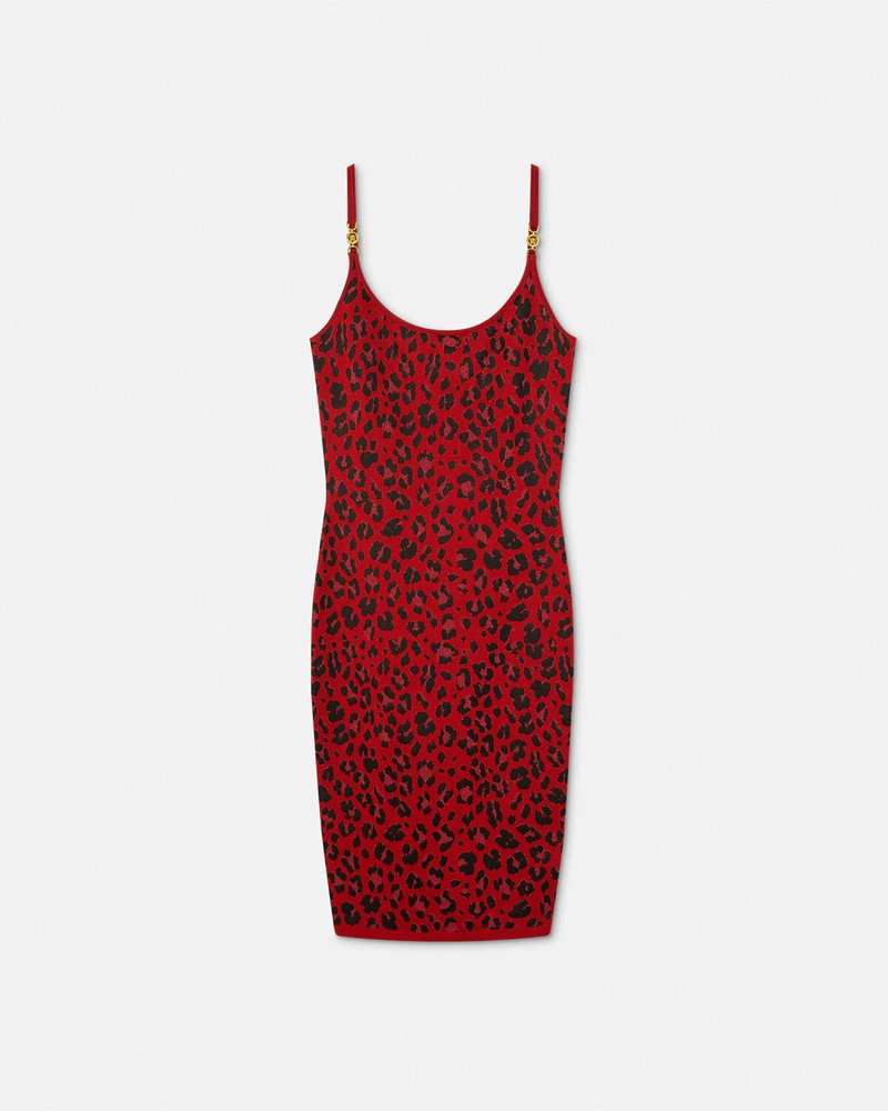 Leopard Lurex Fitted Knit Midi Dress 1