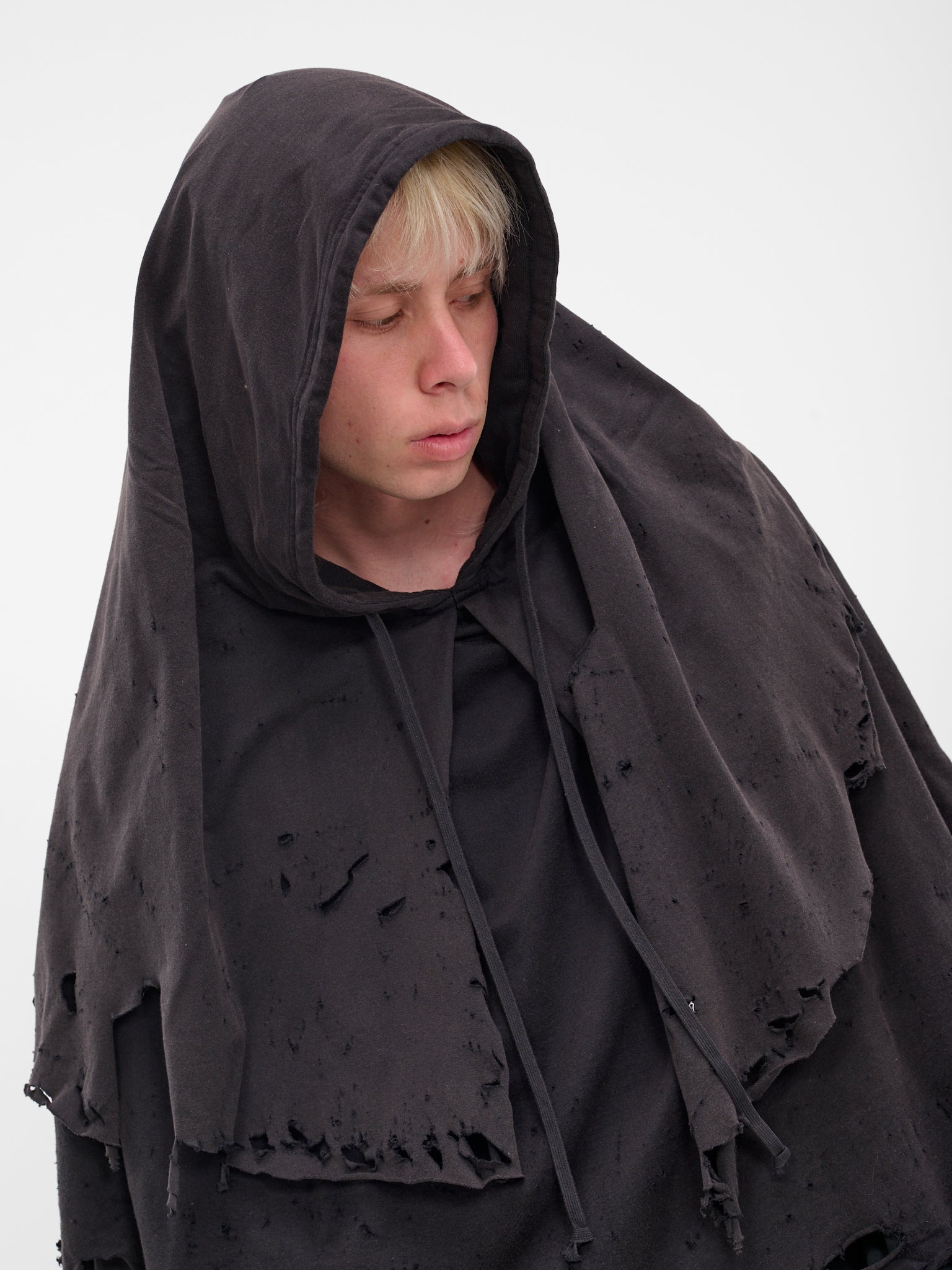 Black Distressed Layering Hoodie - 5