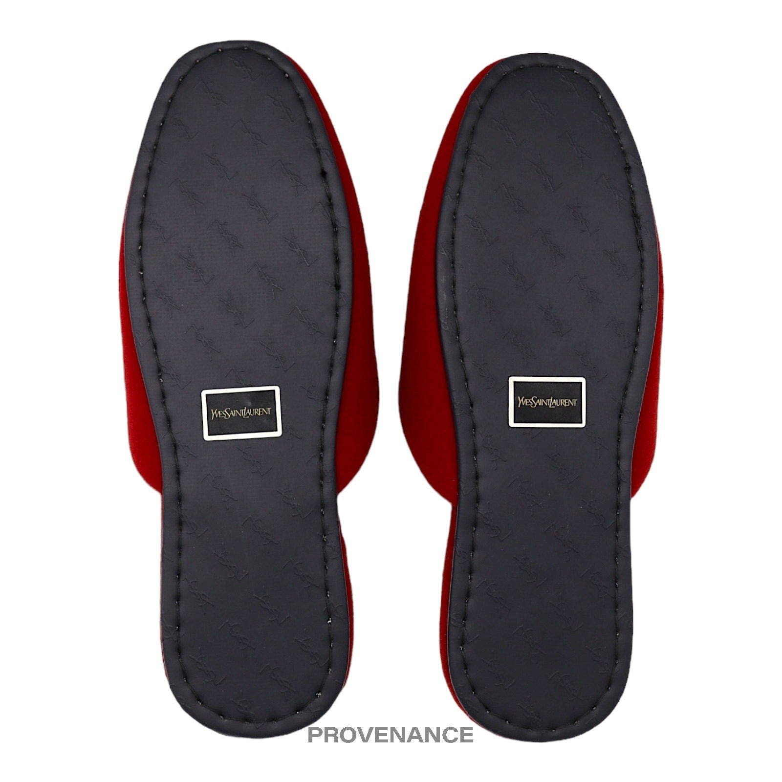 Yves Saint Laurent YSL Logo Slipper - Red Velour - 6