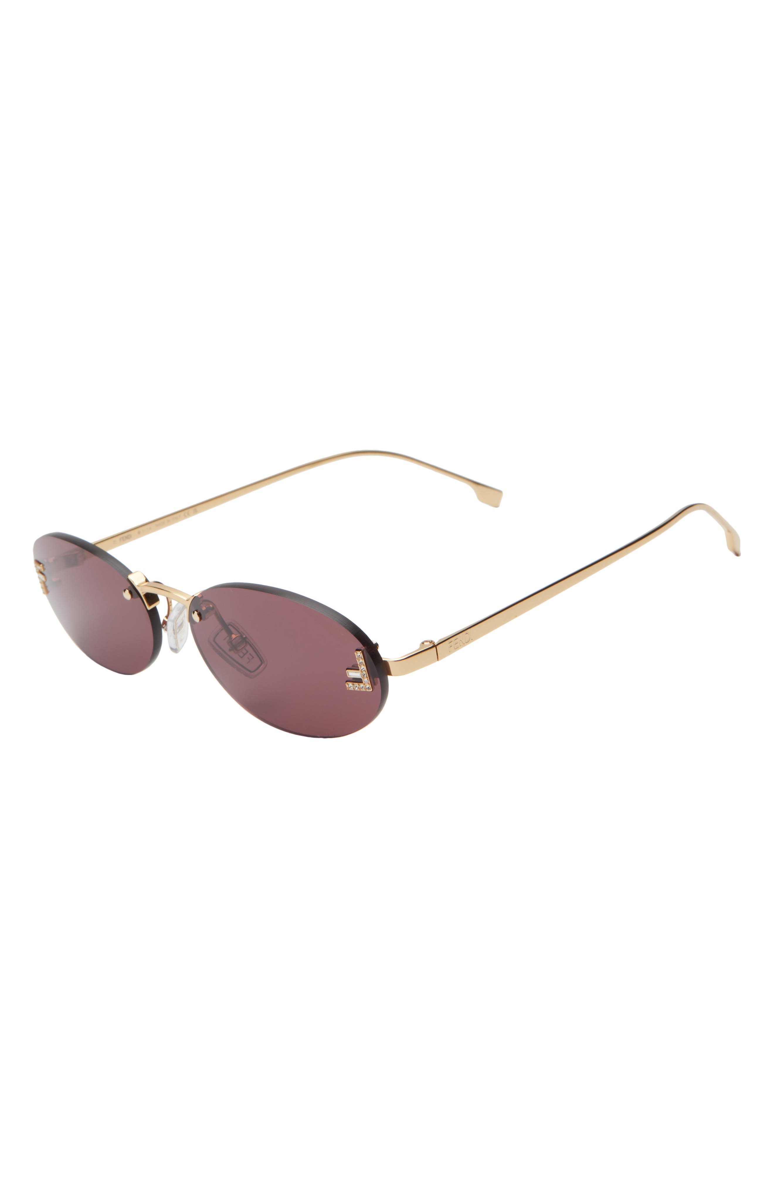 'Fendi First 54mm Oval Sunglasses in Shiny Endura Gold /Violet at Nordstrom - 2