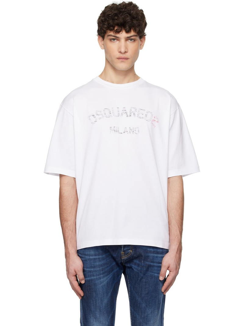 White Loose Fit Faded Logo T-shirt 1