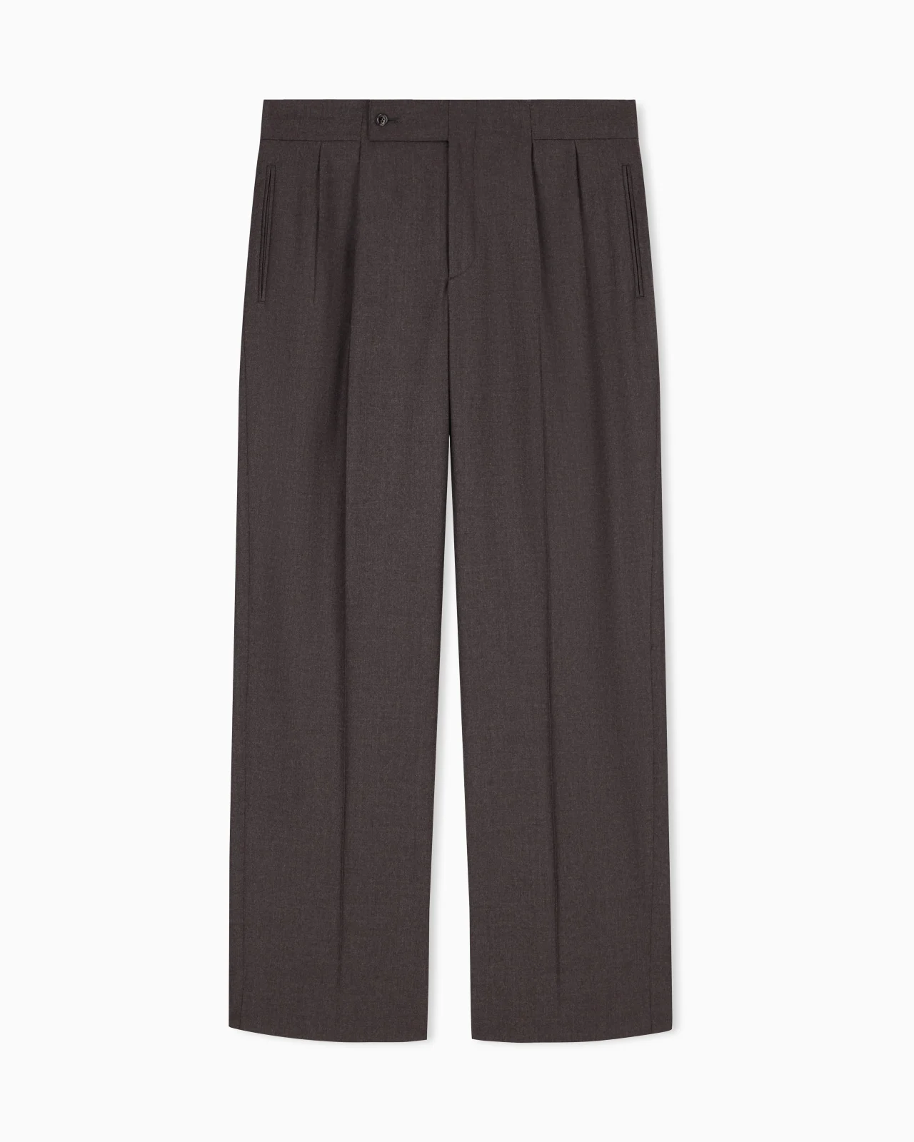 OVERSIZED DOUBLE PLEAT TROUSERS IN VIRGIN WOOL FLANNEL - 1