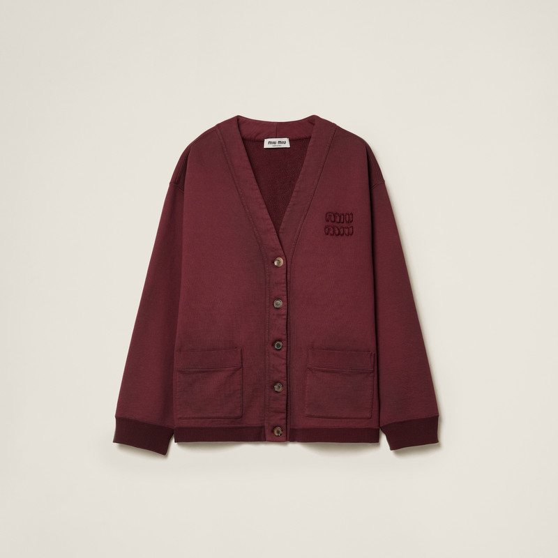 Garment-dyed cotton fleece cardigan 1