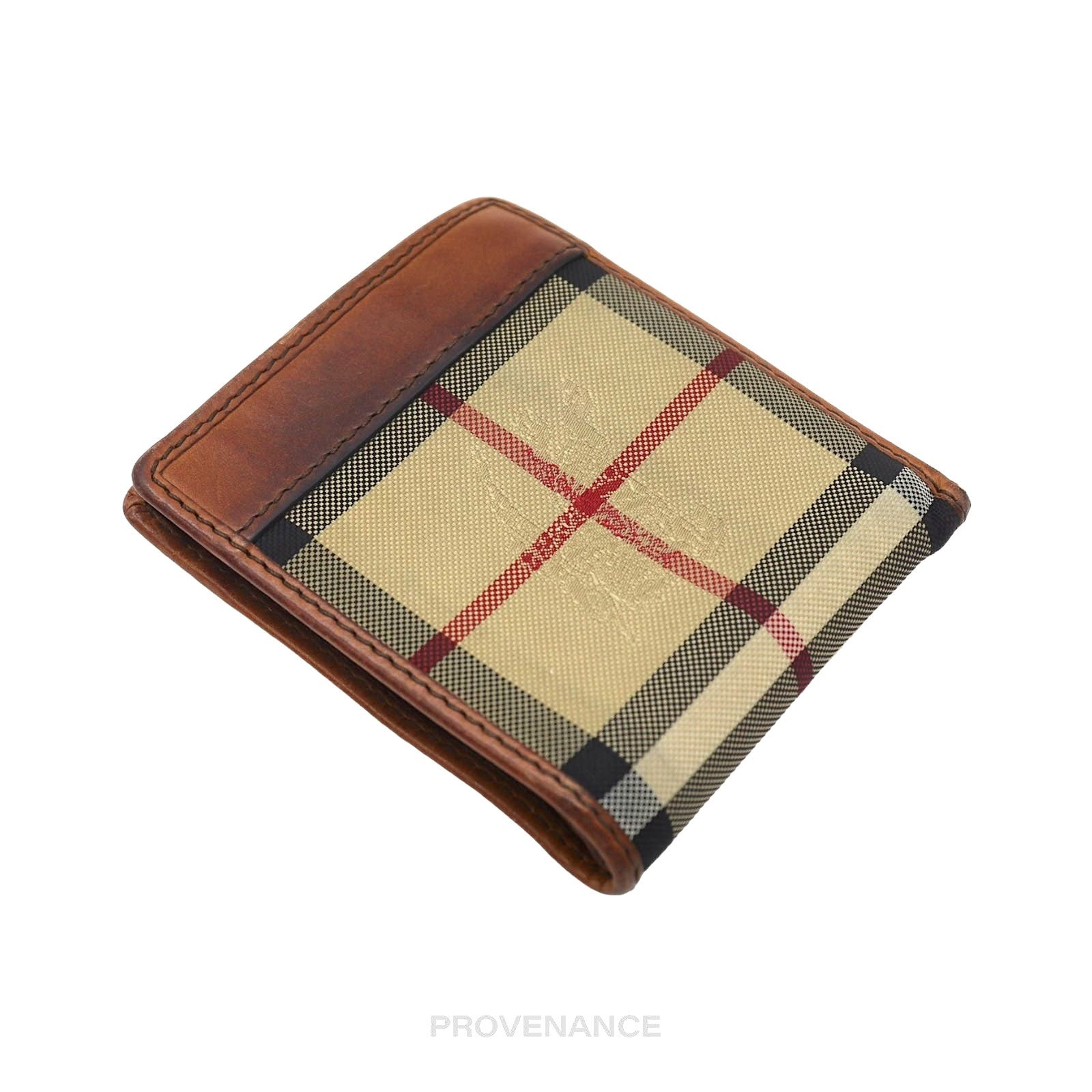 Burberry Nova Check Canvas Bifold Wallet - Brown Leather - 7