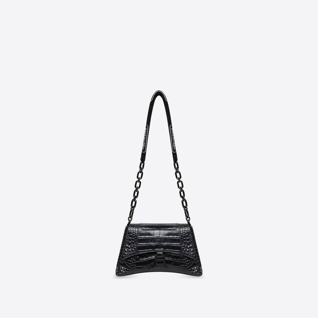 Women's Downtown Small Shoulder Bag With Chain Crocodile Embossed in Black - 1