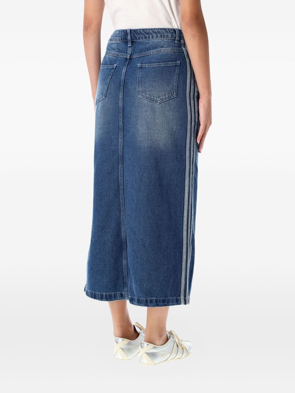 denim stripe detail skirt - 2