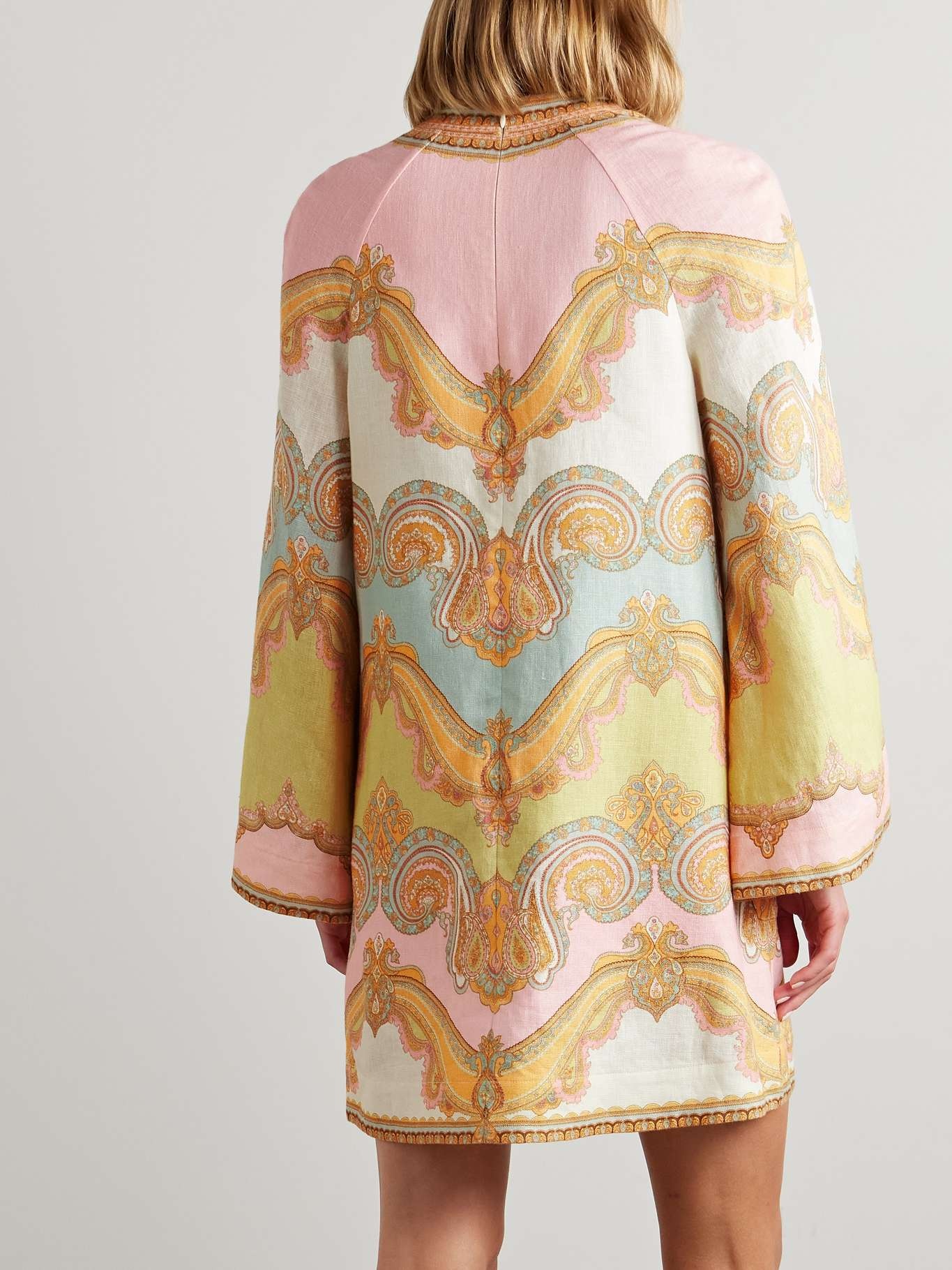 Zimmermann Maxine printed linen mini dress Gold | netaporter