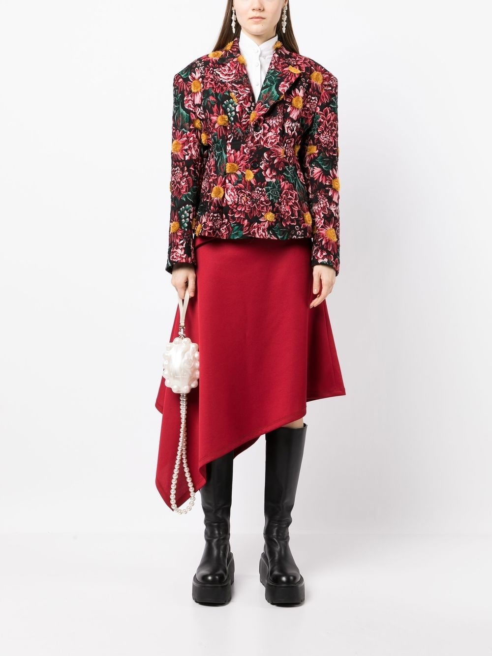 single-breasted floral blazer - 2