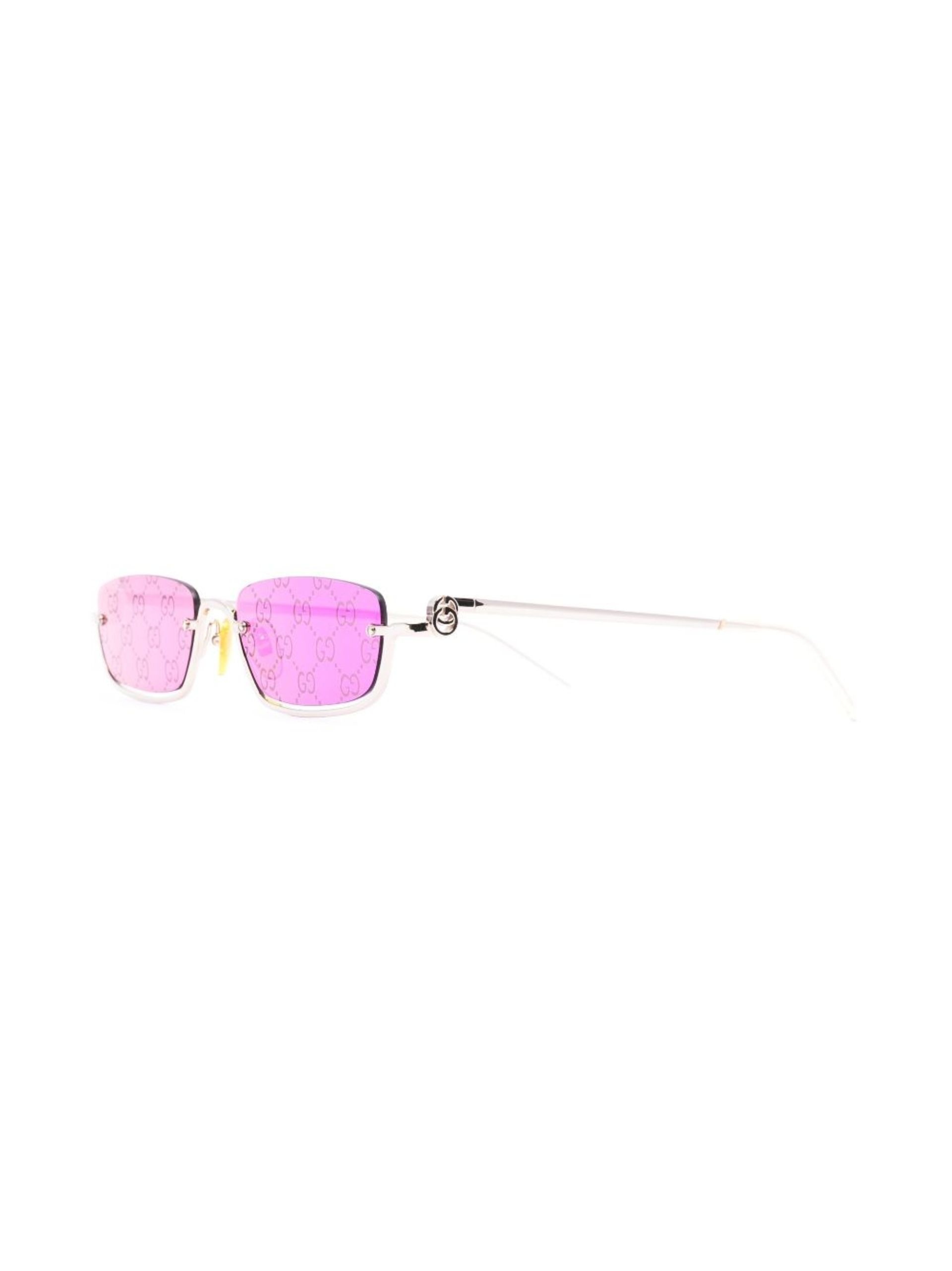 gold-tone logo print rectangular sunglasses - 2