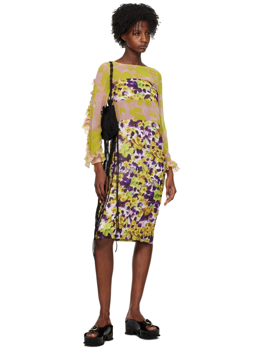 Yellow & Purple Dire Midi Dress - 4